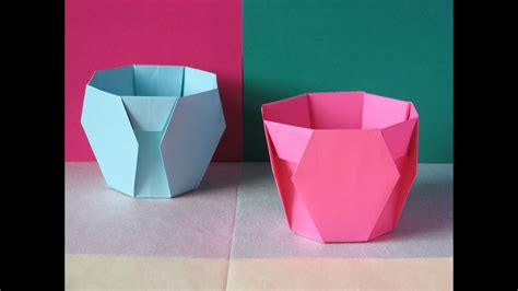 Origami - cup (tutorial) - YouTube