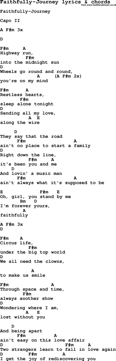 Love Song Lyrics for:Faithfully-Journey with chords.