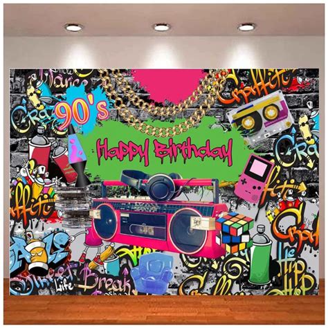 Back To The 90s Hip Hop Graffiti Brick Wall Retro Radio Fashion Birth ...