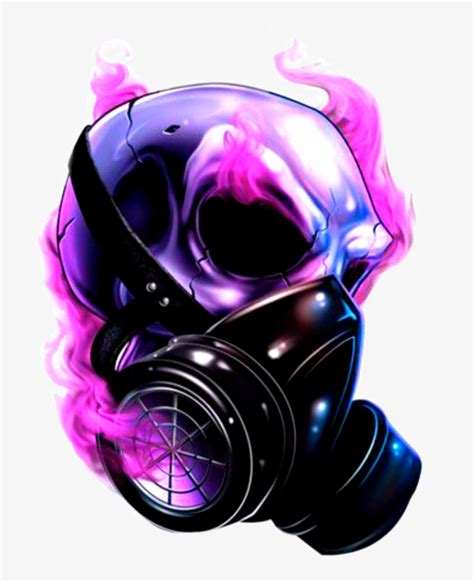 Skull Pink Purple Neon Smoke Gasmask Dark - Skull Gas Mask Tattoo ...