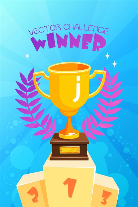 Winner Trophy On Podium Colorful Poster 483730 Vector Art at Vecteezy