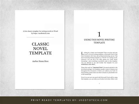 Simple classic novel writing template for Word