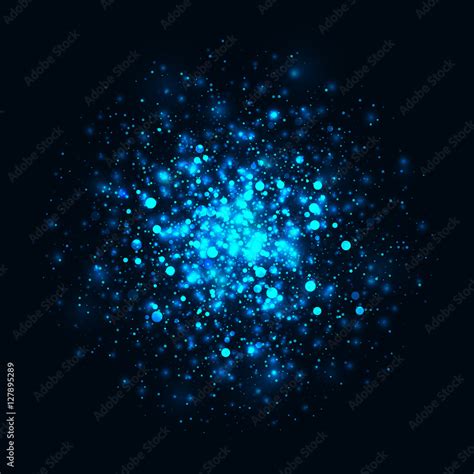 Vector blue glowing light glitter abstract background. Magic glow light ...