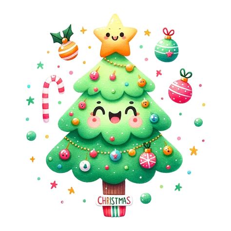 Premium AI Image | Adorable animated Christmas tree with a smiling face ...