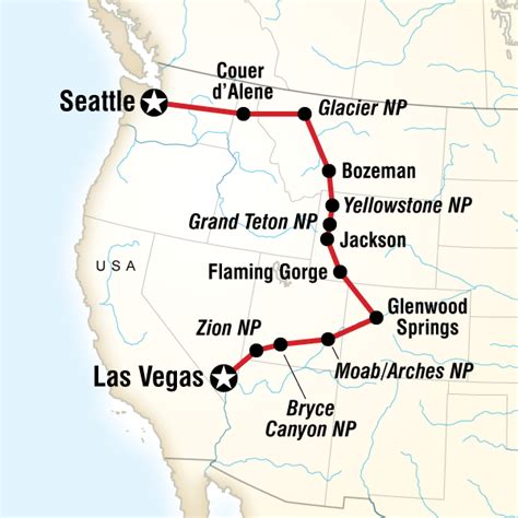 Map of the route for Northwest National Parks Road Trip | Road trip map ...