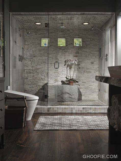 Unique Bathroom with Stacked Stone Wall - Interior Design Ideas