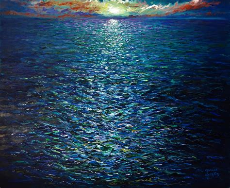 Deep Ocean Sunset Oil Painting By Gil Garcia | absolutearts.com