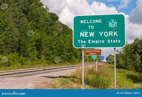 The Welcome To New York State Line Sign on US Route 62 in Chautauqua ...