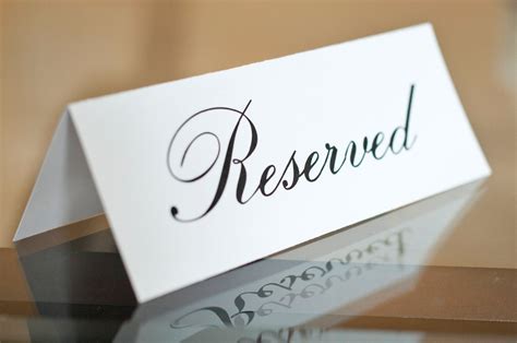 5 x 7 PRINTED Reserved Signs Wedding Reception Ceremony