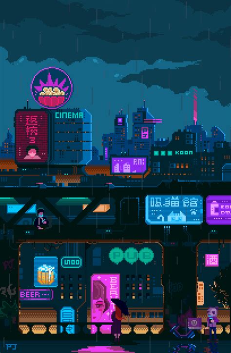 Cyberpunk Pixel Art Gif - 1020x1555 Wallpaper - teahub.io