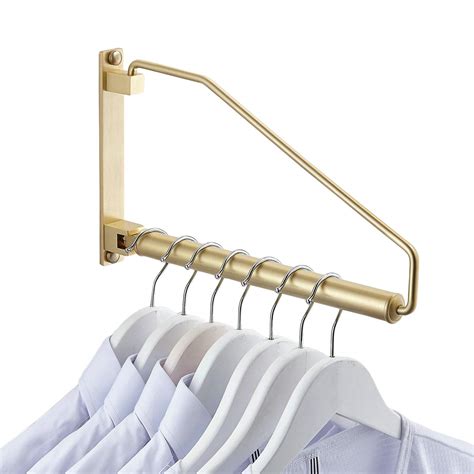 Folding Wall Mounted Clothes Hanger Rack Clothes Hook Solid Brass with ...