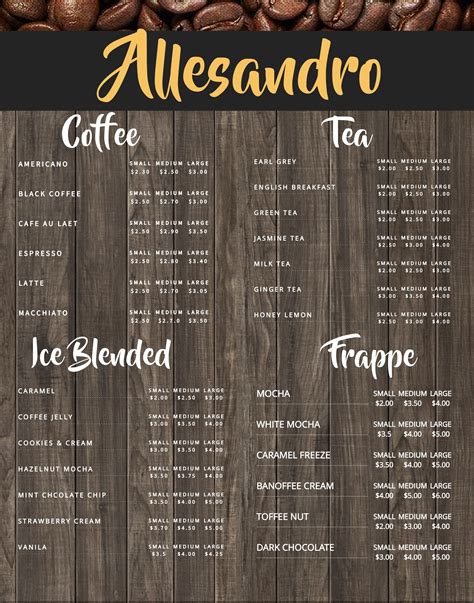 Coffee Shop Menu Board Design Template