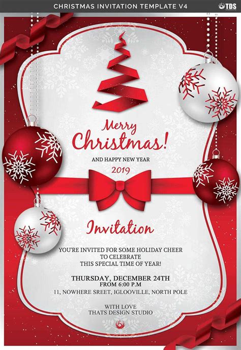 Christmas Invitation Template V4Thats Design Store On With Free ...