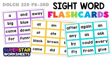 Sight Word Flashcards Superstar Worksheets, 53% OFF