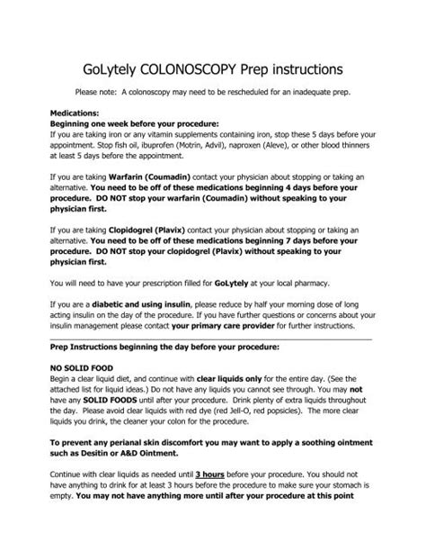 Go Lightly Colonoscopy Prep Instructions | Americanwarmoms.org