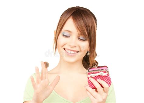 Girl with Purse and Paper Money Stock Photo - Image of preschool, purse ...