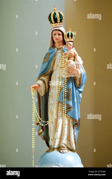 Statue of the image of Our Lady of the Rosary, the Holy Rosary or the ...