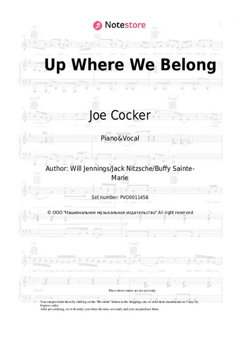 Up Where We Belong piano sheet music and voice Joe Cocker in Note-Store ...