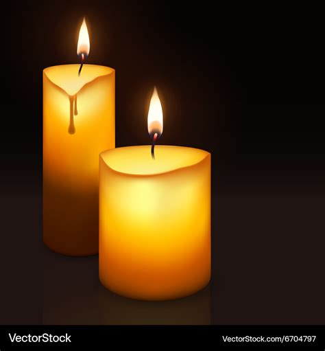 Two burning candles Royalty Free Vector Image - VectorStock