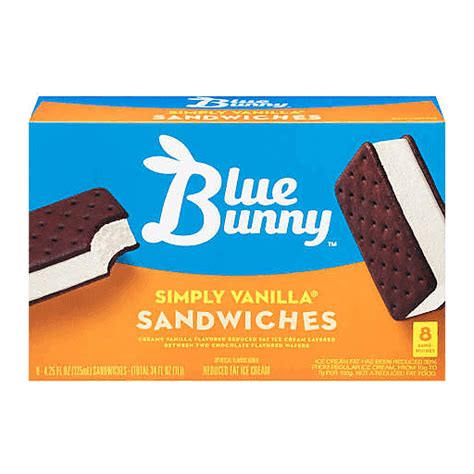 Blue Bunny Ice Cream Sandwiches Simply Vanilla - 8 CT | Sandwiches ...