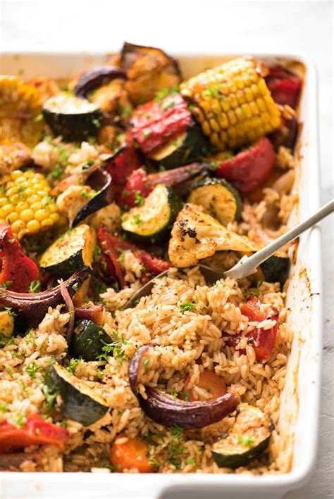 Oven Baked Rice and Vegetables (ONE PAN!!) | RecipeTin Eats