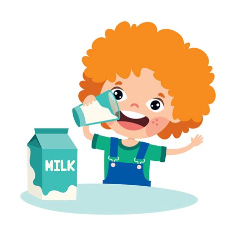 Drinking Milk Concept With Cartoon Character 13474280 Vector Art at ...