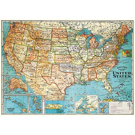 Affiche Carte des USA. Poster, papier cadeau, une belle reproduction d ...