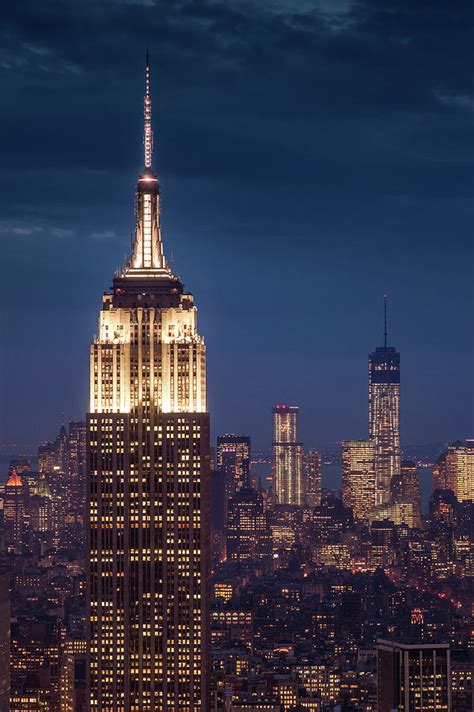 Empire State Building At Night by Dennis Fischer Photography