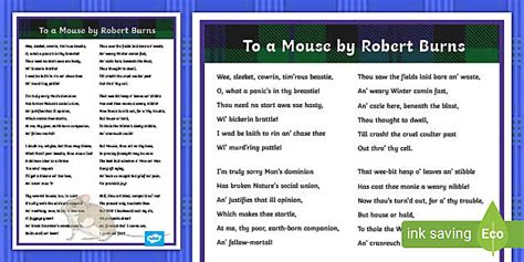 Robert Burns To a Mouse Display Poster (teacher made)