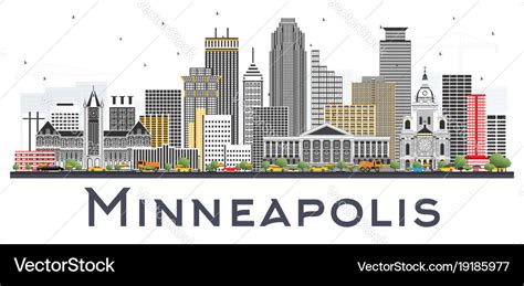 Minneapolis minnesota usa skyline with color Vector Image