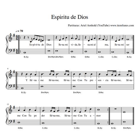 Espiritu de Dios Llena mi Vida | Partitura Cristiana Gratis Notas Acordes