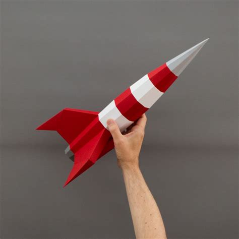 Rocket Paper Model | Moon Rocket Papercraft DIY Template | Make your ...