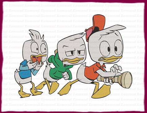 Huey and Dewey and Louie Ducktales Fill Embroidery Design 16 Instant ...