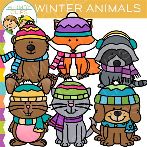 Cute Winter Animals Clip Art , Images & Illustrations | Whimsy Clips