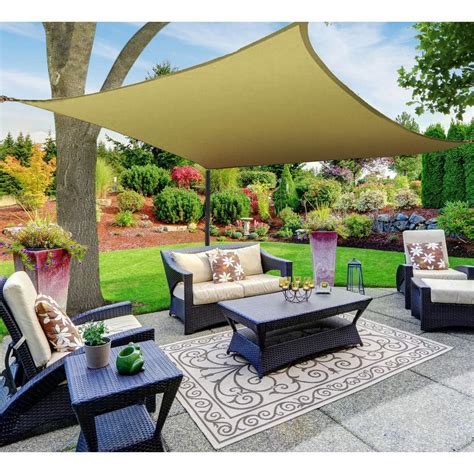 BOEN 16 ft. x 16 ft. Beige Square Shade Sail Canopy Awning UV Block for ...