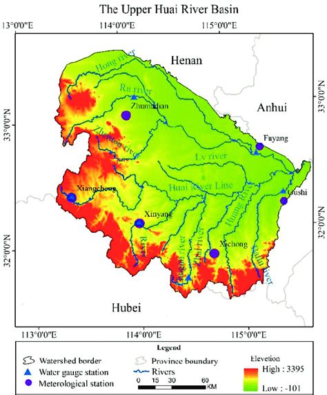 Map of the upper Huai River basin . | Download Scientific Diagram