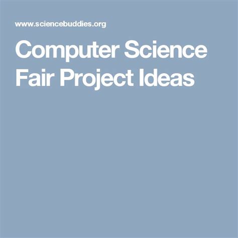 Computer Science Fair Project Ideas