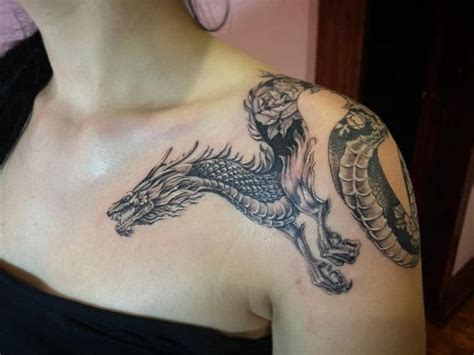 60 Fiery Dragon Tattoos for Women [2023 Inspiration Guide] | Shoulder ...