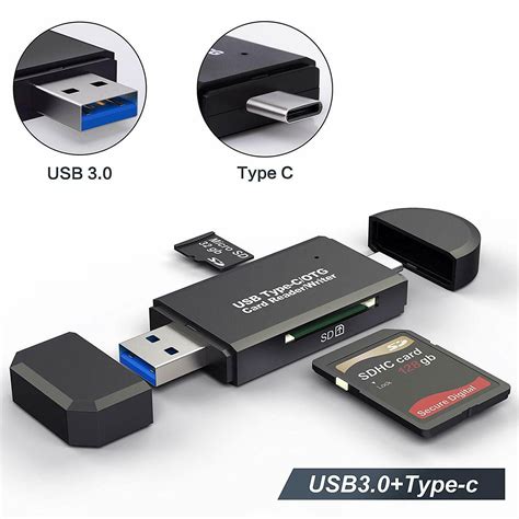 SD Card Reader, Micro SD/TF Compact Flash Card Reader with 3 in 1 USB ...