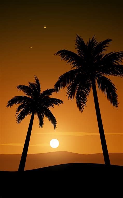 Palm Trees Silhouette Background with Orange Sunset 3700159 Vector Art ...