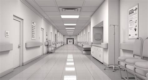 Hospital Hallway 2 MAX White 3D model | CGTrader