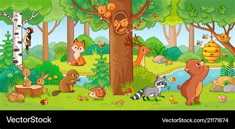 With cute forest animals Royalty Free Vector Image