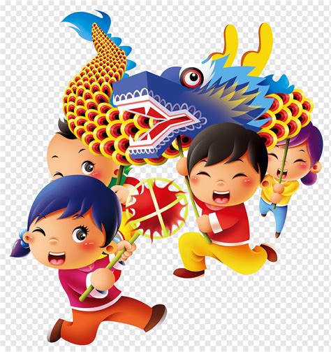 Children carrying Chinese dragon art, Dragon dance Lion dance Lantern ...