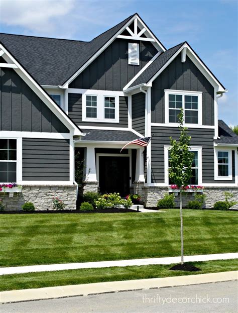 Craftsman Style Gray House with Stone Accents