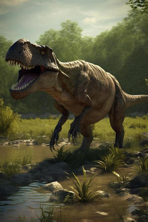 King of the Prehistoric Realm Realistic Illustration of Tyrannosaurus ...