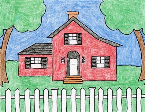 Easy How to Draw a Country House Tutorial and Coloring Page