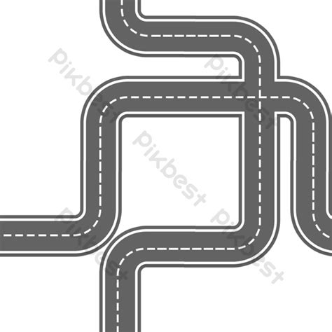 Rugged Road Toy Car Runway Drawing Black Cartoon Curve Road City Road ...