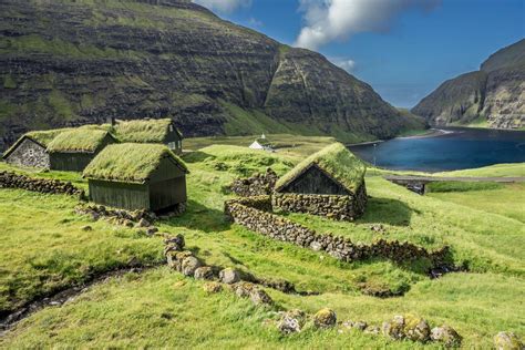 Village of Saksun located on the island of Streymoy, Faroe Islands ...