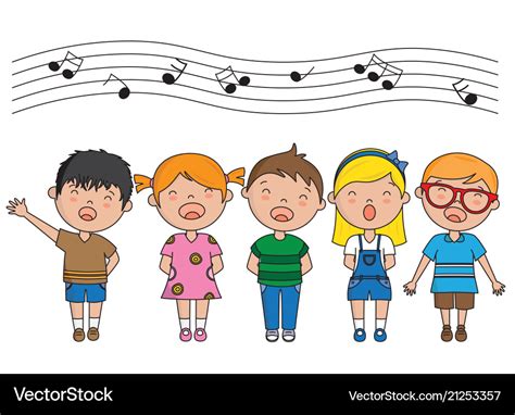 Group of children singing Royalty Free Vector Image