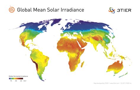 Annual mean solar irradiance: World (in Watt per metre squared ...